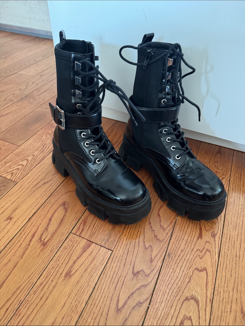 Also combat boot with Black Platform Lace-Up